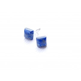 Lápisz lazuli kocka nemesacél füli, 6mm